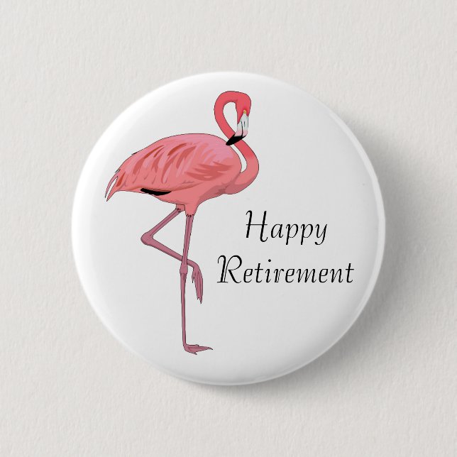 Badge Rond 5 Cm Bonne retraite Parti Flamant rose rose (Devant)