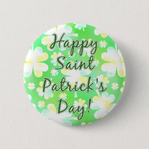 Badge Rond 5 Cm Bonne St Patrick's Day Shamrocks Aquarelle rétro