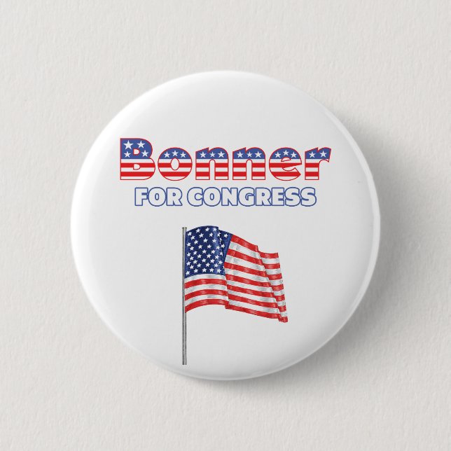 Badge Rond 5 Cm Bonner pour la conception patriotique de drapeau (Devant)