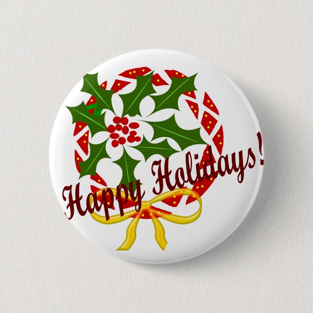 Badge Rond 5 Cm Bonnes fêtes guirlande (Devant)