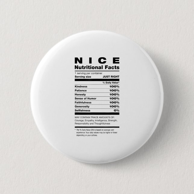 Badge Rond 5 Cm Bons faits nutritionnels Ingrédients Chri (Devant)