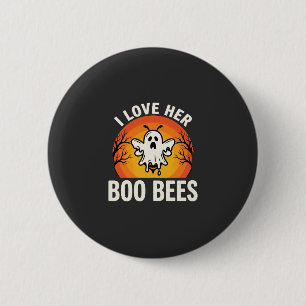 Badge Rond 5 Cm Boo Bees Halloween Ghost Bee Drôle Design_1