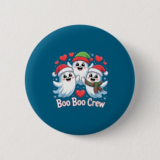 Badge Rond 5 Cm Boo-boo Crew Christmas Ghost Santa Hat Halloween H (Devant)