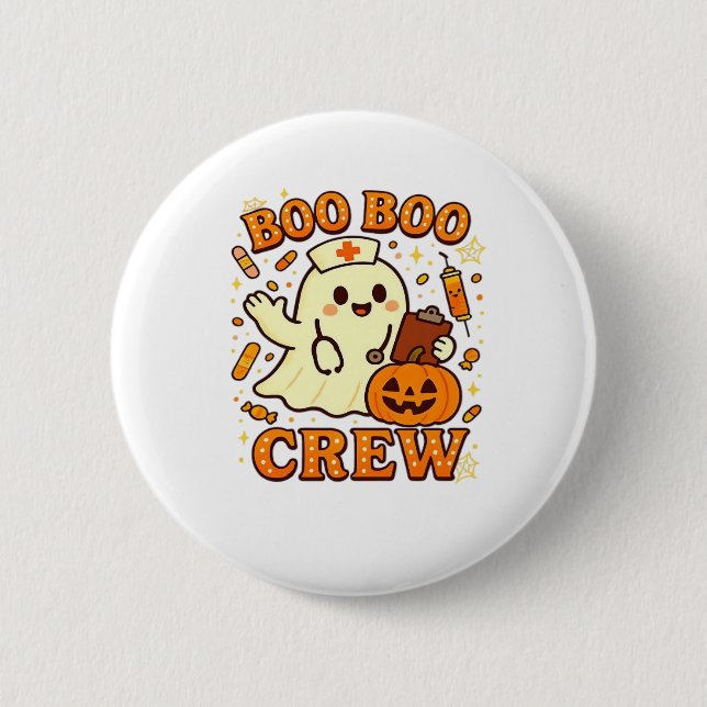 Badge Rond 5 Cm Boo Boo Infirmière d'équipage Funny Halloween Infi (Devant)