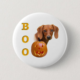 Badge Rond 5 Cm Boo Dachshund lisse - Bouton