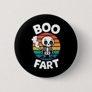 Badge Rond 5 Cm Boo Fart Drôle Farny Skeleton Pour Halloween