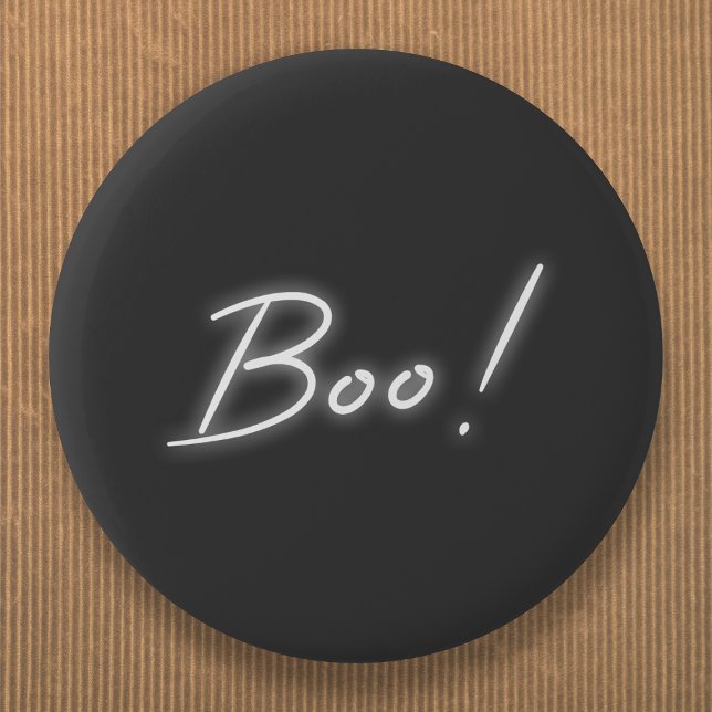 Badge Rond 5 Cm Boo Halloween | Moderne Neon Ghost Black Fun Urban (Créateur téléchargé)