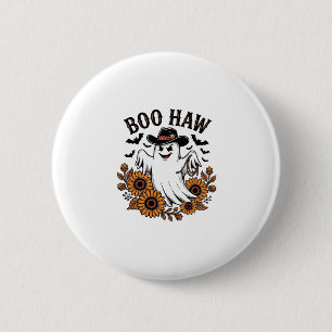Badge Rond 5 Cm Boo Haw Cow-boy Fantôme Tournesols Chauves-souris