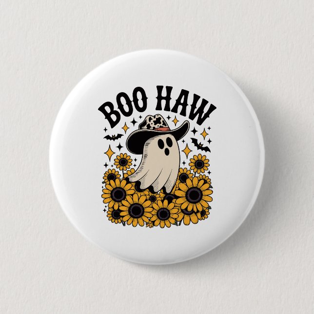 Badge Rond 5 Cm Boo Haw Cow Ghost Halloween Occidentale (Devant)