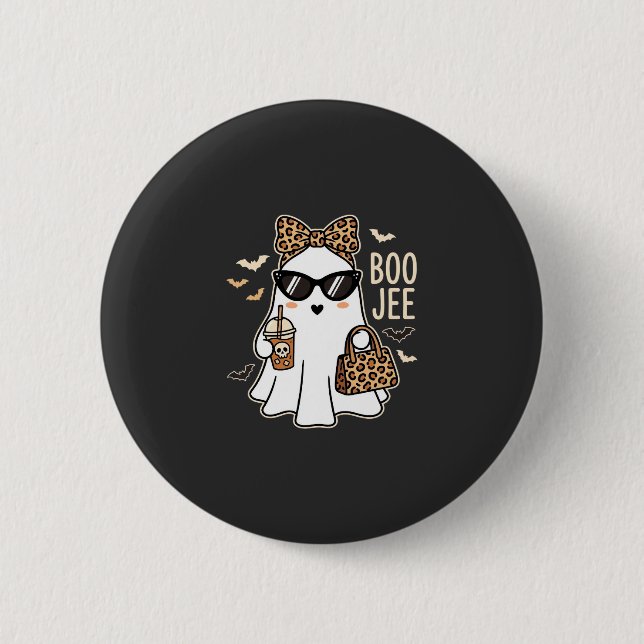 Badge Rond 5 Cm Boo Jee Cute Ghost Halloween Leopard Design_1 (Devant)