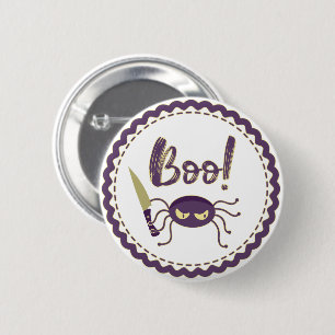 Badge Rond 5 Cm Boo ! T-shirt main couteau d'araignée d'Halloween