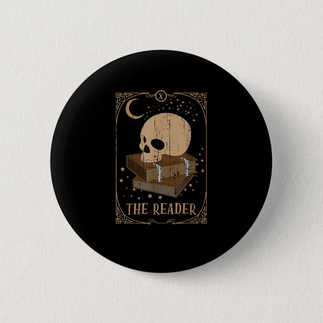 Badge Rond 5 Cm Book Reader Card Pagan Goblincore Goth Occult Book (Devant)