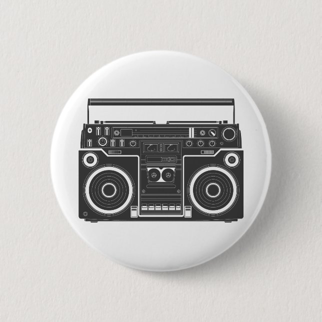 Badge Rond 5 Cm Boombox des années 80 (Devant)