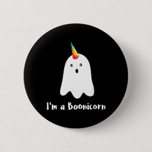 Badge Rond 5 Cm BOOnicorn Boo Fantôme Licorne Halloween Drôle