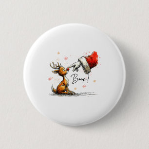 Badge Rond 5 Cm Boop Drôle Père Noël Agriculteur Renne Mignon Noël