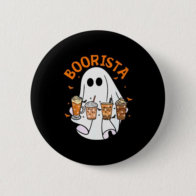 Badge Rond 5 Cm Boorista Barista Ghost Coffee Halloween Soky Seaso (Devant)