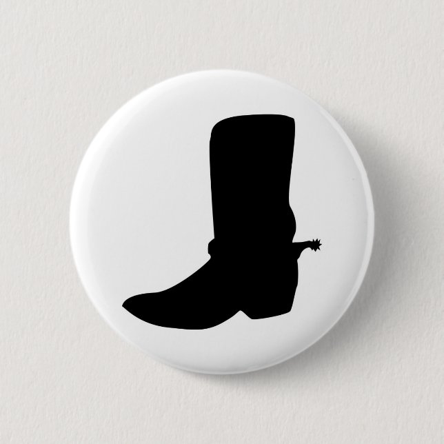 Badge Rond 5 Cm Boot cowboy noir avec éperons (Devant)