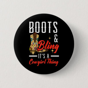 Badge Rond 5 Cm Boots & ; Bling Son Une Femme Rodéo Wester