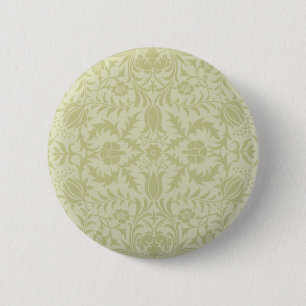 Badge Rond 5 Cm Borage vert tendre vintage damassé de William Morr