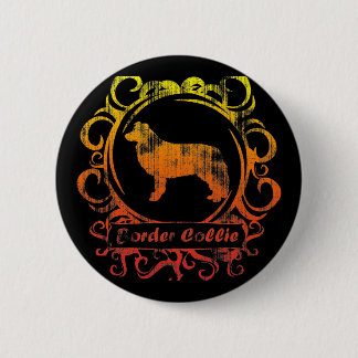 Badge Rond 5 Cm Border collie patiné chic