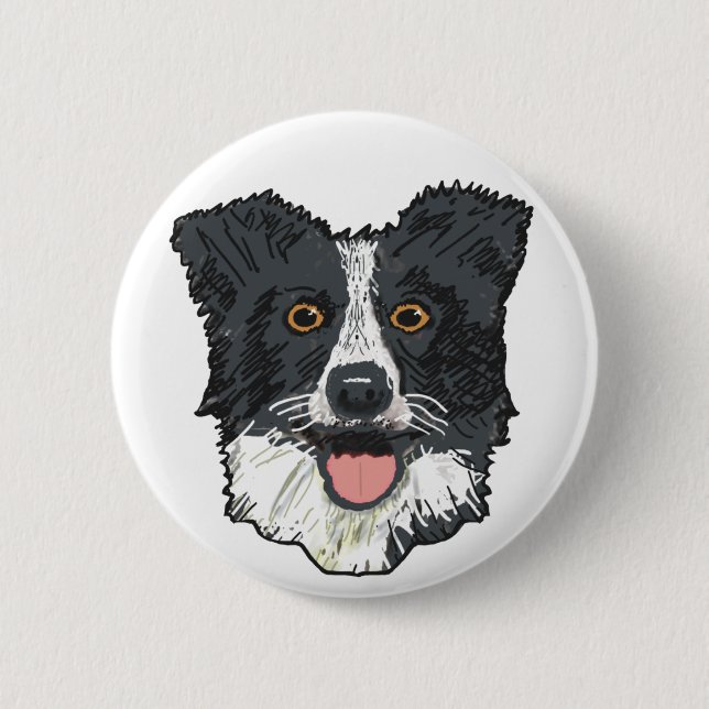 Badge Rond 5 Cm Bordure Collie (Devant)