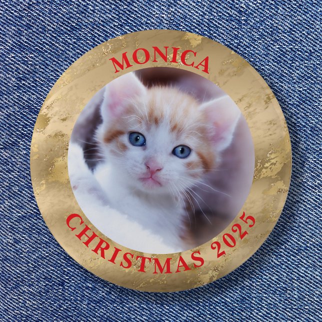 Badge Rond 5 Cm Bordure en marbre doré Glam (Family Photo Glam Gold Marble Border Button)