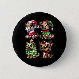 Badge Rond 5 Cm Bordure Terrier Arbre de Noël Père Noël Costume el