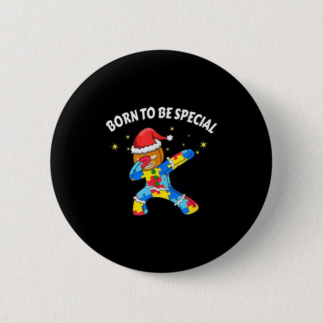 Badge Rond 5 Cm Born To Be Special Dabbing Gingerbread Man Christm (Devant)