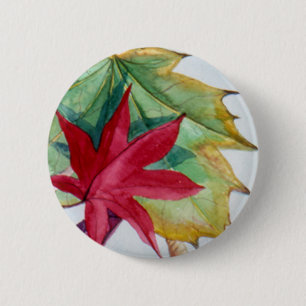 Badge Rond 5 Cm Borne II de feuille d'automne de PMACarlson