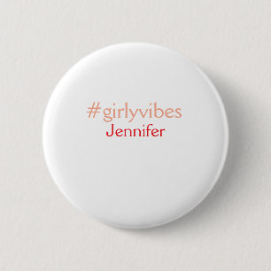Badge Rond 5 Cm Bossbabe hashtag rose clair ajouter nom fille patr