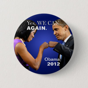 Badge Rond 5 Cm Bosse de poing d'Obama - oui nous pouvons, encore