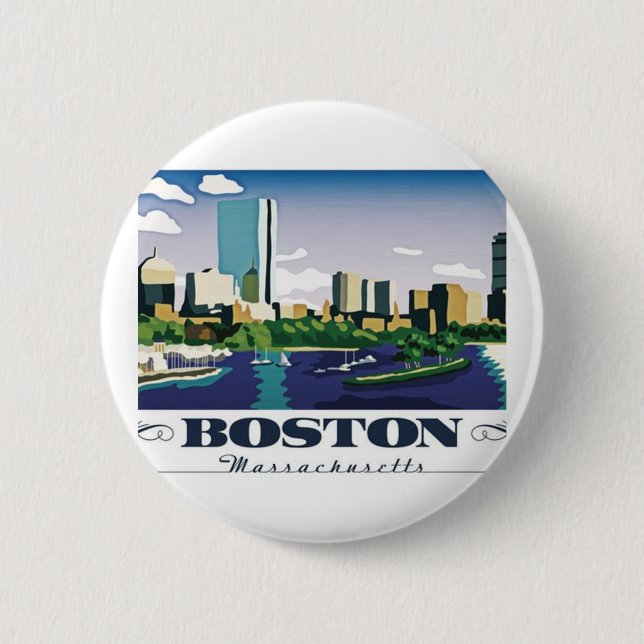 Badge Rond 5 Cm Boston, Massachusetts (Devant)