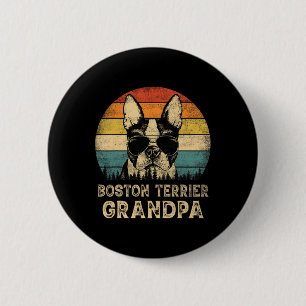 Badge Rond 5 Cm Boston Terrier Grandpa Amoureux de les chiens Fête