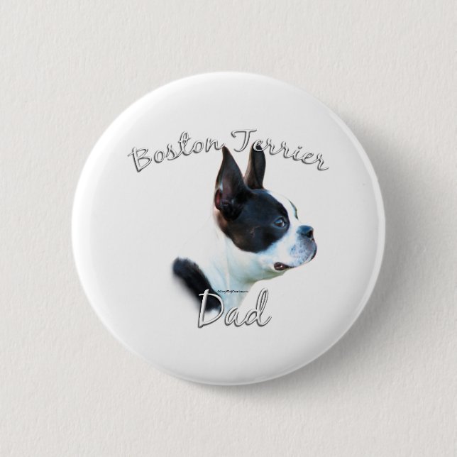Badge Rond 5 Cm Boston Terrier Papa 2 (Devant)