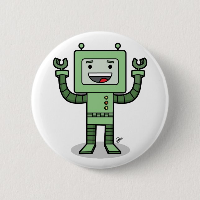 Badge Rond 5 Cm Bot heureux - bouton (Devant)