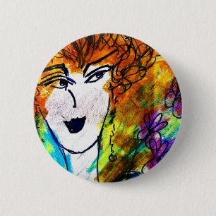 Badge Rond 5 Cm Boton - Je dessine Rose