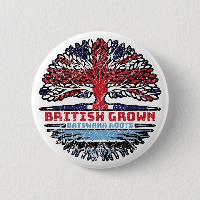 Badge Rond 5 Cm Botswana Batswana Royaume-Uni Drapeau des racines  (Devant)