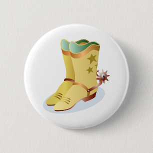Badge Rond 5 Cm Bottes blanches de cowboy avec éperons d'équitat