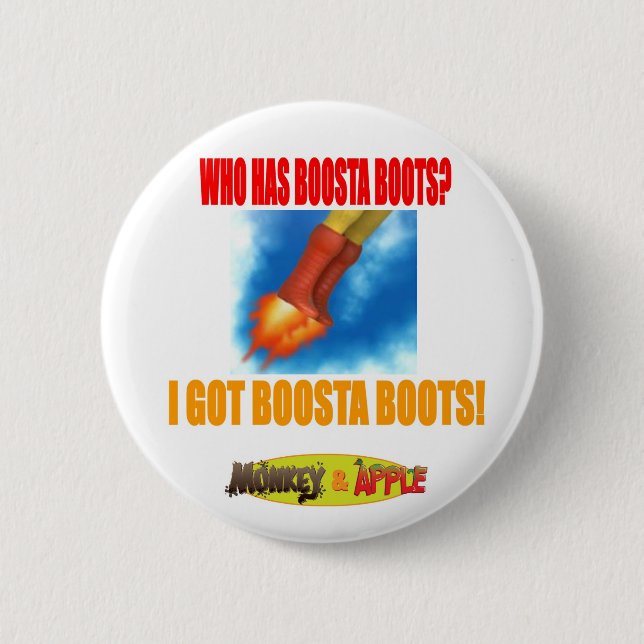 Badge Rond 5 Cm BOTTES DE BOOSTA ! bouton (Devant)