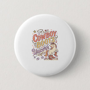 Badge Rond 5 Cm Bottes de cowboy licorne Licorne Fantaisiste Zazzl
