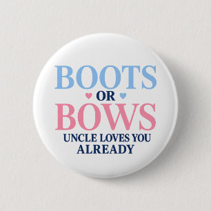 Badge Rond 5 Cm Bottes ou Nœuds Tonton de genre T'aime déjà