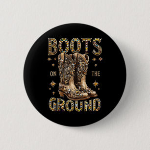 Badge Rond 5 Cm Bottes Sur Le Terrain Black Cowgirl Western Où Le