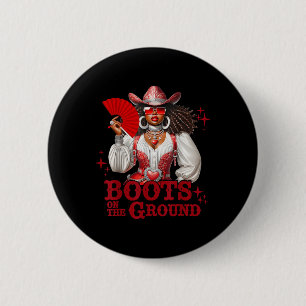 Badge Rond 5 Cm Bottes Sur Le Terrain Boot Cowboy Western Cowgirl 