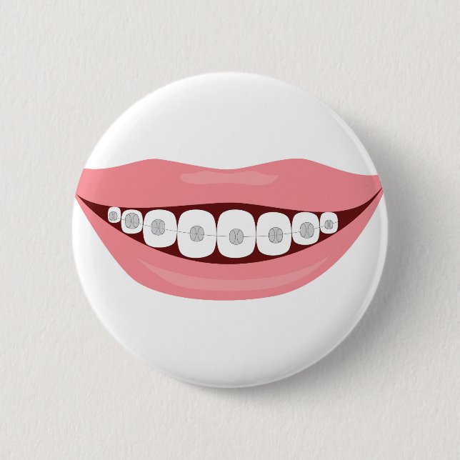 Badge Rond 5 Cm Bouche avec accolades (Devant)