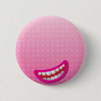 Badge Rond 5 Cm Bouche riante de LOL avec des dents mignonnes !