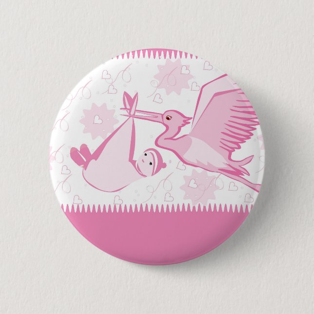 Badge Rond 5 Cm Bouche rose avec bouton bébé (Devant)