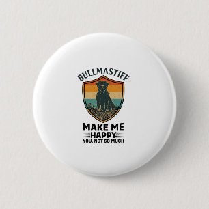 Badge Rond 5 Cm Bouclier de Bullmastiff qui me rend heureux Rétro