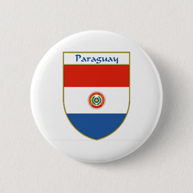 Badge Rond 5 Cm Bouclier de drapeau du Paraguay (Devant)