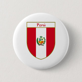 Badge Rond 5 Cm Bouclier de drapeau du Pérou