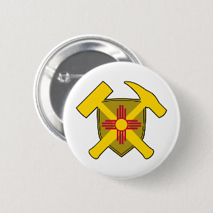 Badge Rond 5 Cm Bouclier de marteau de roche de géologue - Drapeau